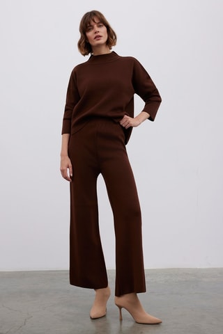 Calças wide legs - Castanho