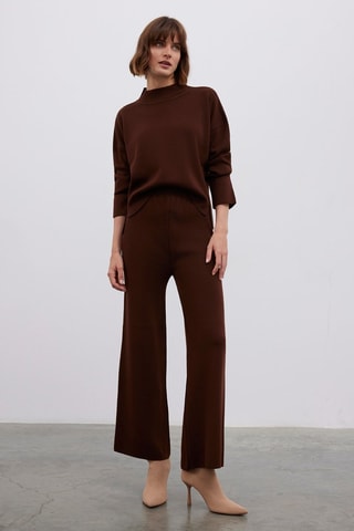 Calças wide legs - Castanho