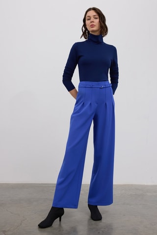 Calças wide legs - Azul vivo