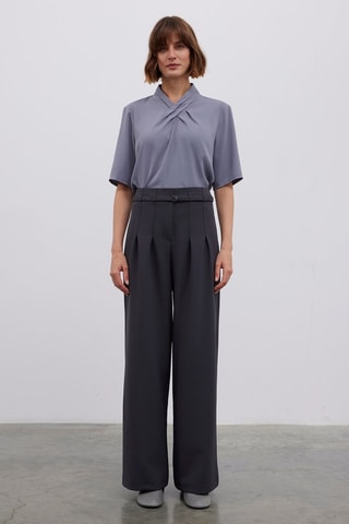 Calças wide legs - Cinzento-escuro
