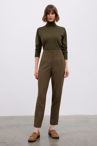 Calças de cintura alta - Caqui