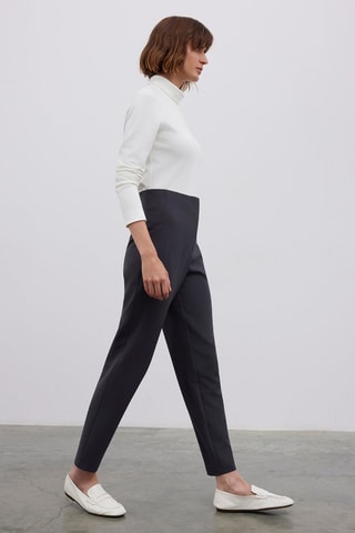 Calças de cintura alta - Cinzento-escuro