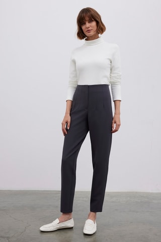 Calças de cintura alta - Cinzento-escuro