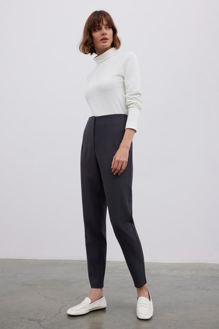 Calças de cintura alta - Cinzento-escuro