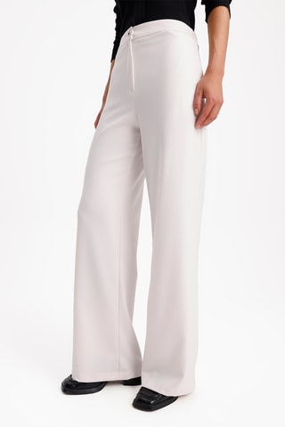 Calças wide legs cintura subida - Cru