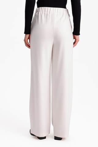 Calças wide legs cintura subida - Cru
