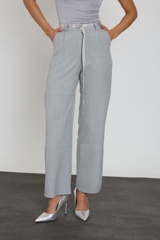 Calças wide legs - Cinzento-claro