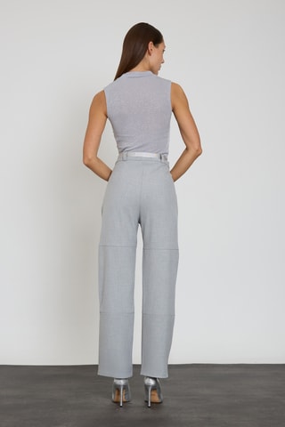 Calças wide legs - Cinzento-claro