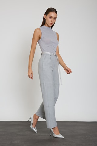 Calças wide legs - Cinzento-claro