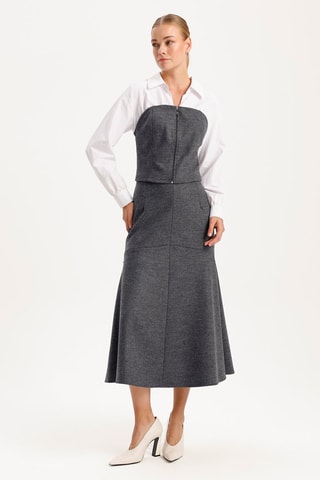 Crop top caicai de lã - Antracite