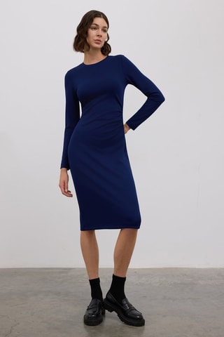 Vestido midi - Azul-marinho
