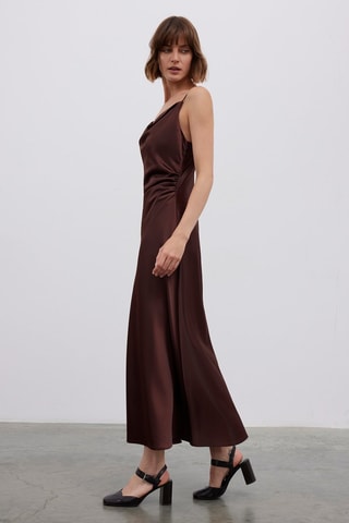 Vestido Midi sem mangas - Castanho