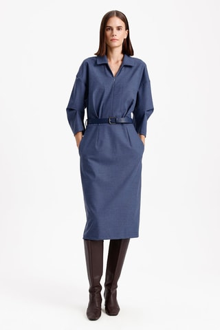 Vestido direito - Azul-escuro