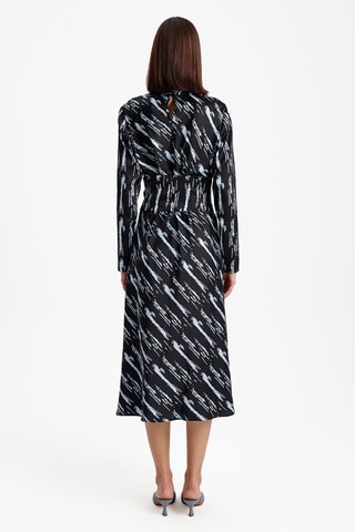 Vestido midi - Preto e azul-celeste