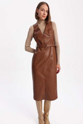 Vestido midi - Castanho