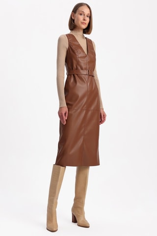 Vestido midi - Castanho