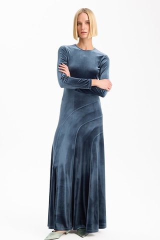 Vestido comprido em veludo - Toupeira