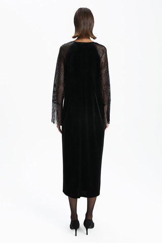 Vestido direito bi-matéria - Preto