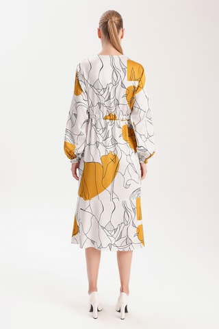 Vestido midi - Cru e mostarda