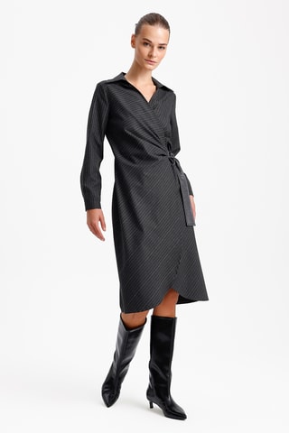 Vestido traçado - Antracite e cru