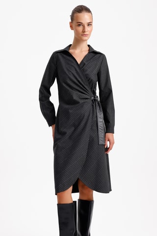 Vestido traçado - Antracite e cru