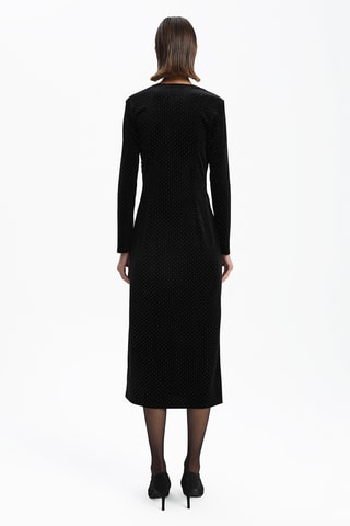 Vestido direito em veludo - Preto