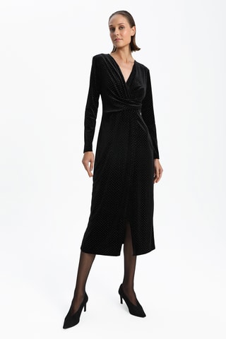 Vestido direito em veludo - Preto