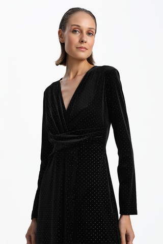 Vestido direito em veludo - Preto