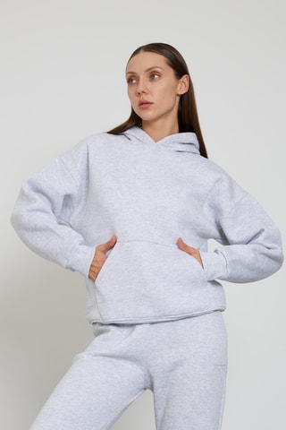 Sweat com capuz - Cinzento-claro