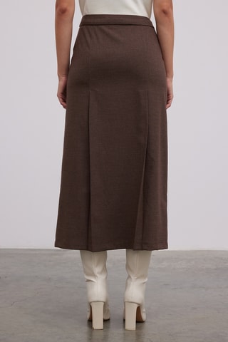 Saia comprida plissada - Castanho