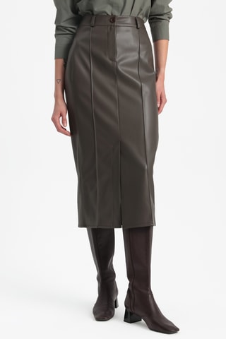 Saia midi - Caqui-escuro