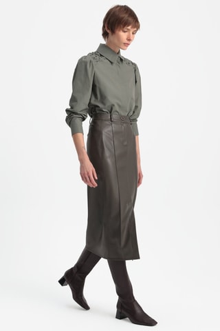 Saia midi - Caqui-escuro