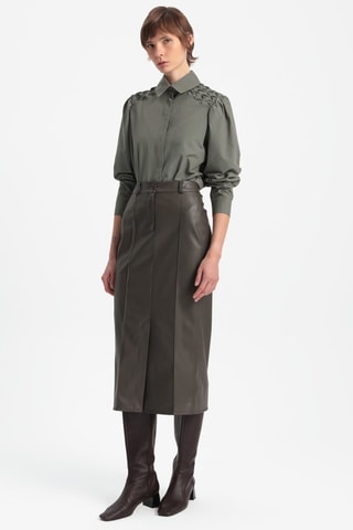 Saia midi - Caqui-escuro