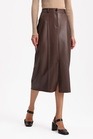Saia midi - Castanho-escuro