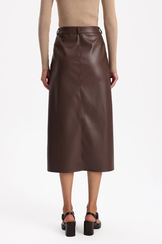 Saia midi - Castanho-escuro