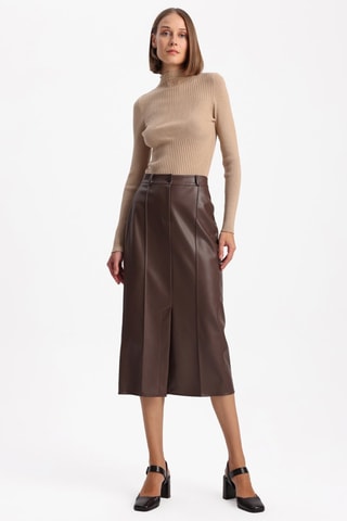 Saia midi - Castanho-escuro