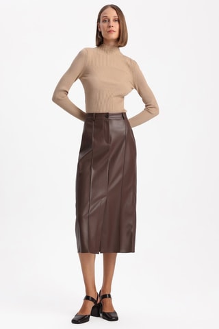 Saia midi - Castanho-escuro