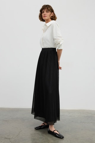 Saia comprida de cintura alta - Preto