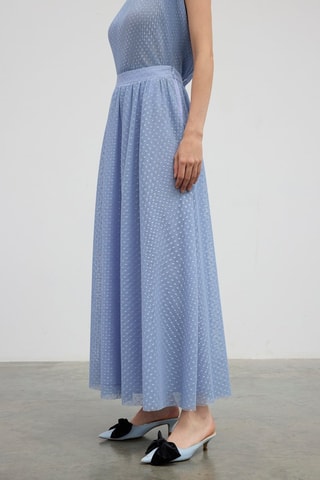 Saia comprida de cintura alta - Azul