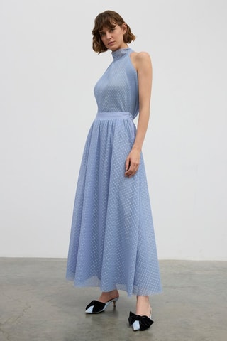 Saia comprida de cintura alta - Azul