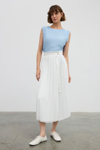 Saia plissada de cintura alta - Branco