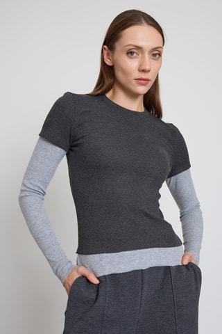 T-shirt efeito ilusório - Antracite