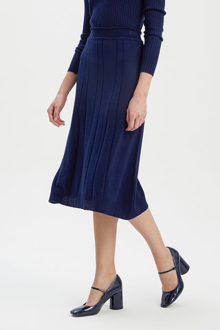 Saia midi - Azul-marinho
