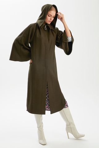 Sobretudo com capuz - Caqui