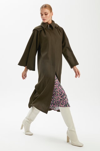 Sobretudo com capuz - Caqui