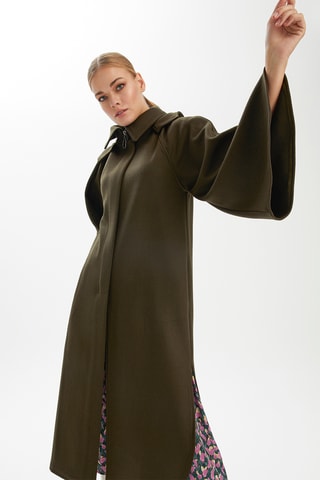 Sobretudo com capuz - Caqui