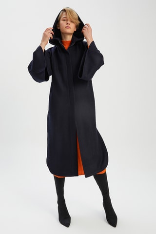 Sobretudo com capuz - Azul-marinho