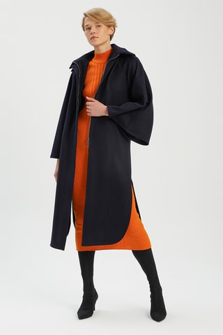 Sobretudo com capuz - Azul-marinho