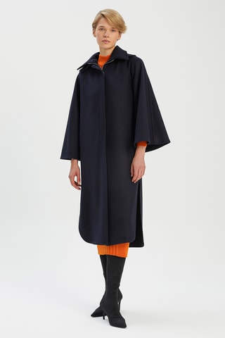 Sobretudo com capuz - Azul-marinho