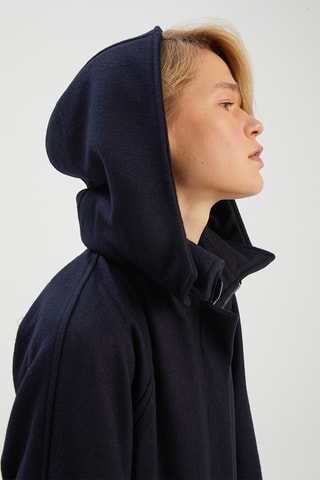 Sobretudo com capuz - Azul-marinho